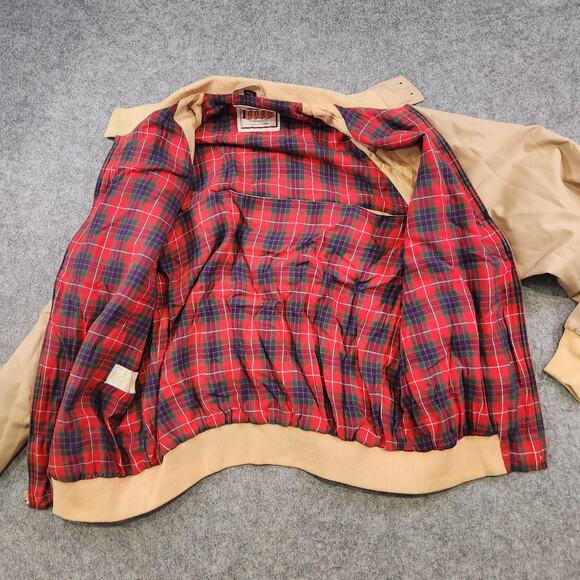 Vintage Baracuta by Van Heusen Jacket Mens 46L Tan Harrington Tartan Lined 90s - Picture 13 of 16